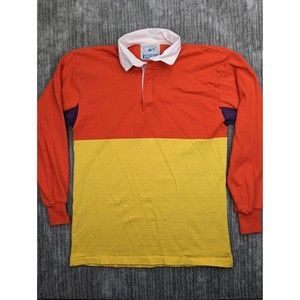 VTG Lands' End Authentic Rugby Shirt Color Block Bold Long Sleeve Mens Large